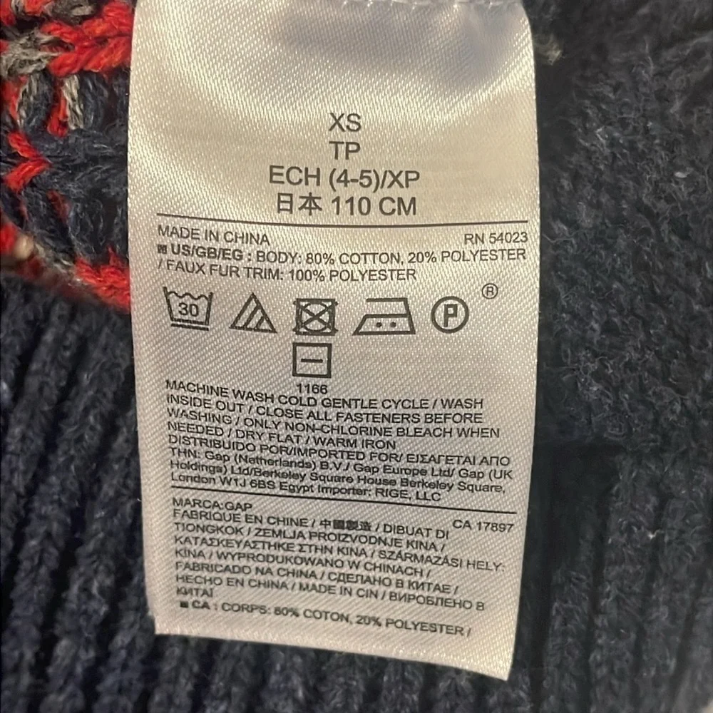 Gap Kids Pullover Sweater w/Faux Fur Trim Size XS (4-5)